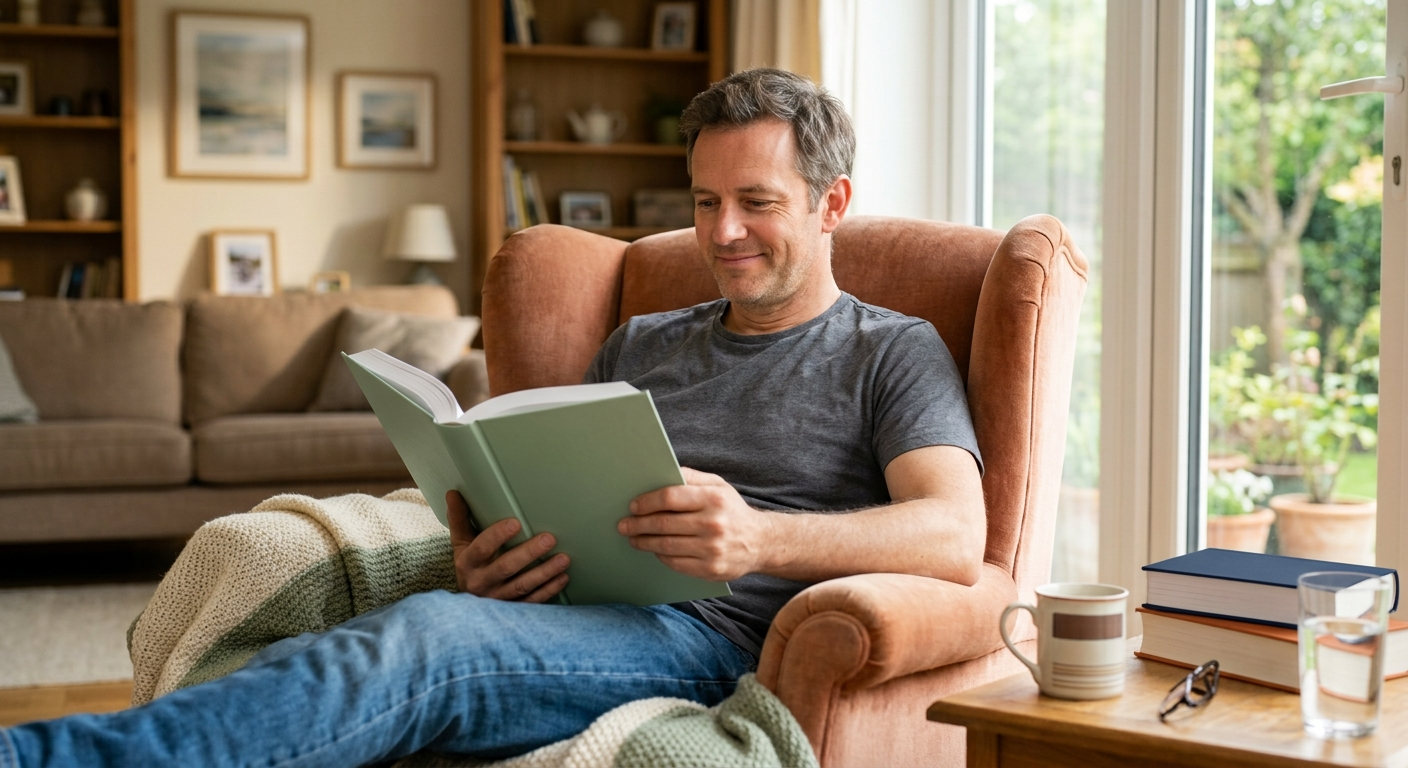 Пациент читает книгу, символизируя возвращение к здоровому досугу после лечения метадоновой зависимости